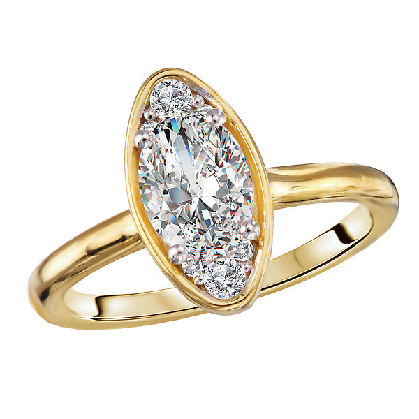 Oval Moval-Shape, Oval Diamond Semi-Mount Engagement Ring