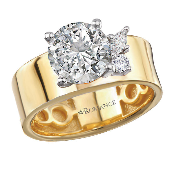 Round Bold Shank Semi-Mount Diamond Engagement Ring