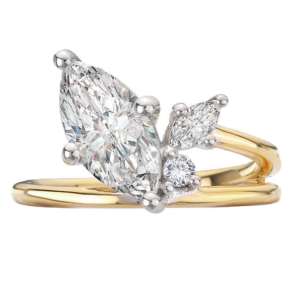 Marquise Half Split-Shank Semi-Mount Diamond Engagement Ring