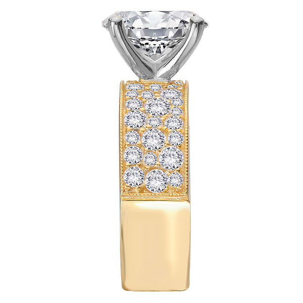 Oval Broad Band Shank Semi-Mount Diamond Engagement Ring