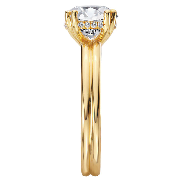 Round Double Ring Band and Double Prong Diamond Engagement Rin