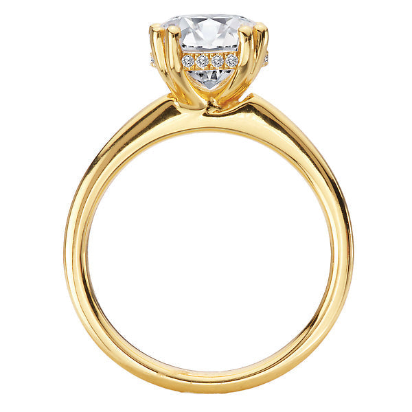 Round Double Ring Band and Double Prong Diamond Engagement Rin