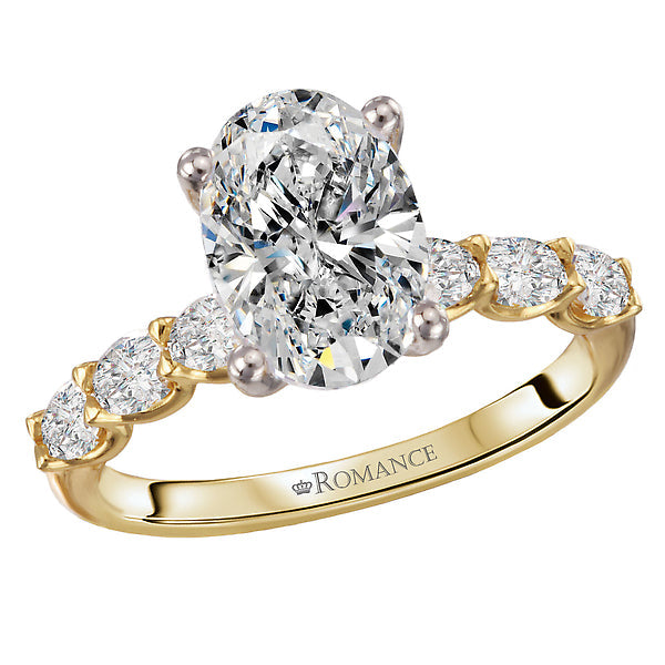 Oval 4 Prong Peg Head Semi-Mount Diamond Engagment Ring