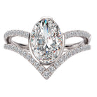 Oval Diamond Split V-Curved Semi-Mount Diamond Ring