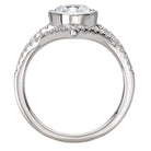 Oval Diamond Split V-Curved Semi-Mount Diamond Ring