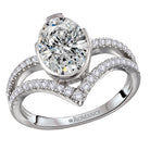 Oval Diamond Split V-Curved Semi-Mount Diamond Ring