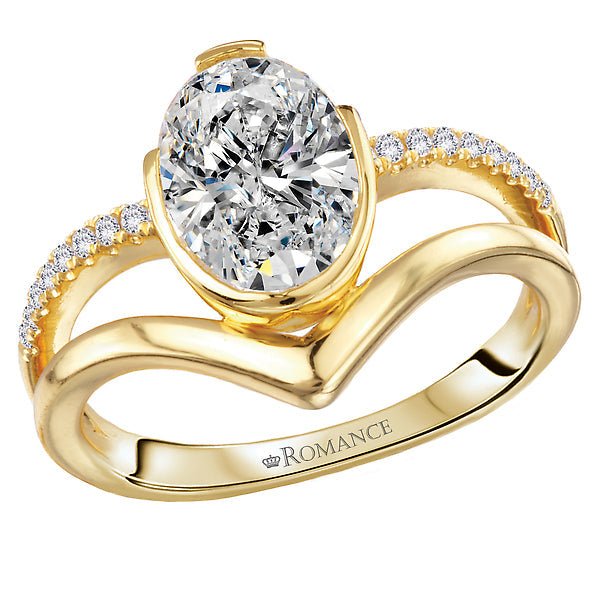Oval Split Shank Semi-Mount Diamond Engagement Ring