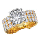 Round Triple Row Band Semi-Mount Diamond Engagement Ring