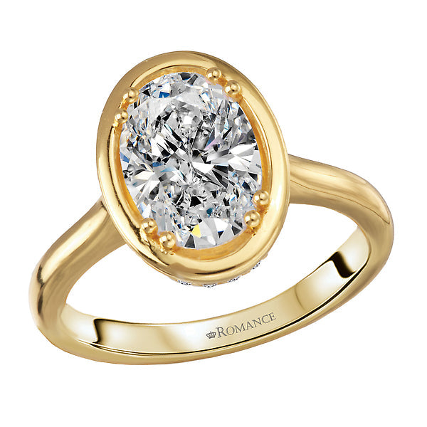 Oval Hidden Halo Semi-Mount Engagement Ring