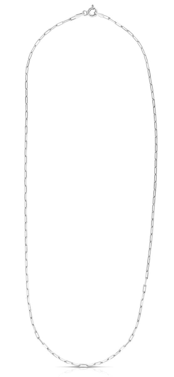 Paperclip Diamond Cut Paperclip Necklace with Pear Shaped Lobster Clasp