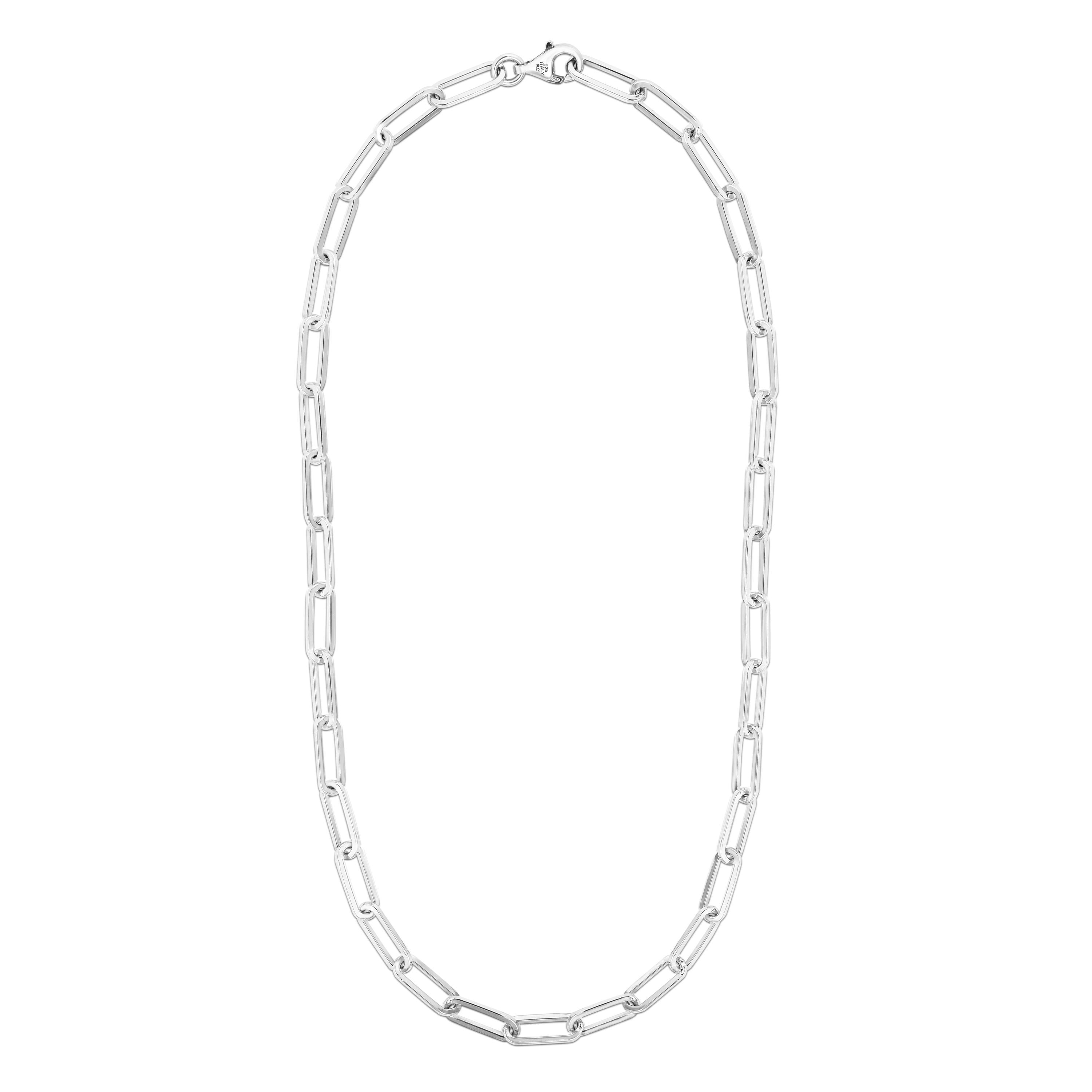 Polished plus 1" Extender Paperclip Necklace with Pear Shaped Lobster Clasp