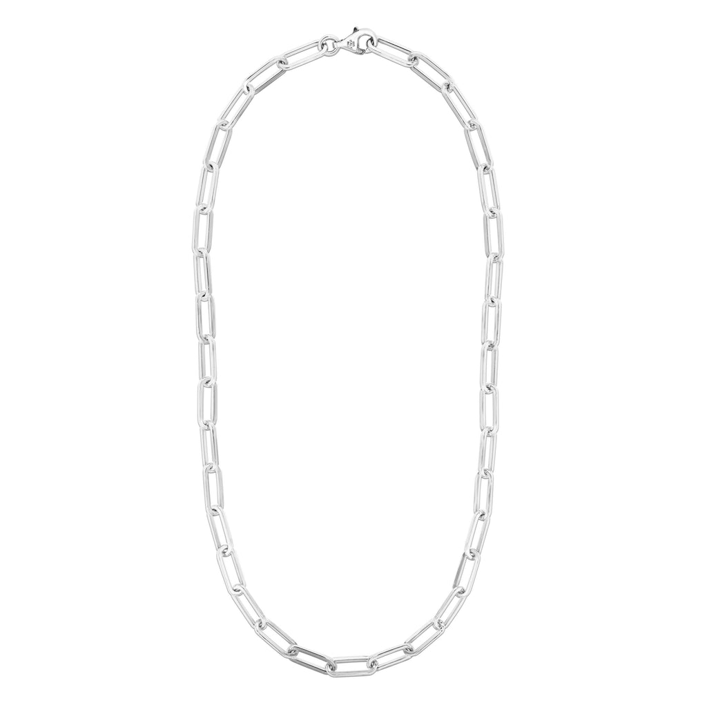Polished plus 1" Extender Paperclip Necklace with Pear Shaped Lobster Clasp