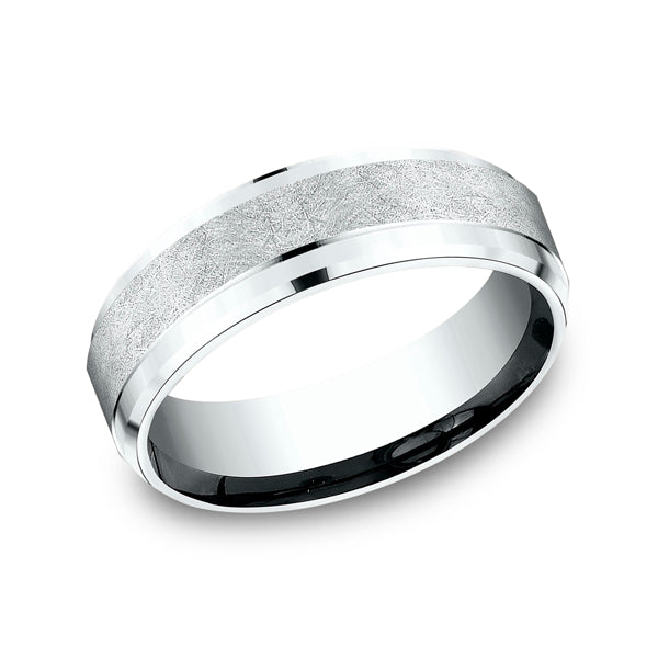 14K White Gold Men's Wedding Band - CF679311