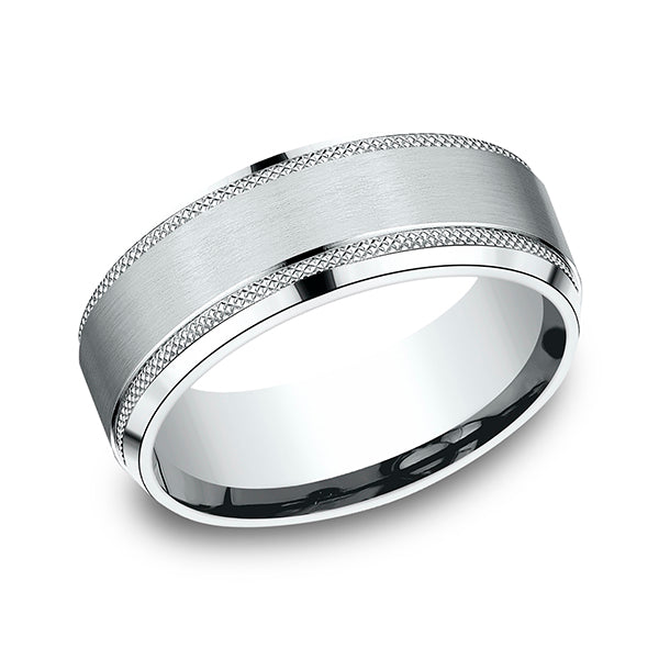 14K White Gold Men's Wedding Band - CF683211