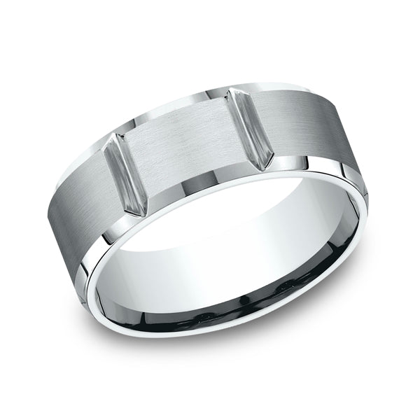 14K White Gold Men's Wedding Band - CF684491