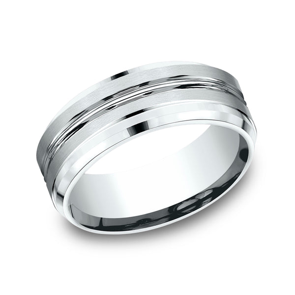 14K White Gold Men's Wedding Band - CF684841