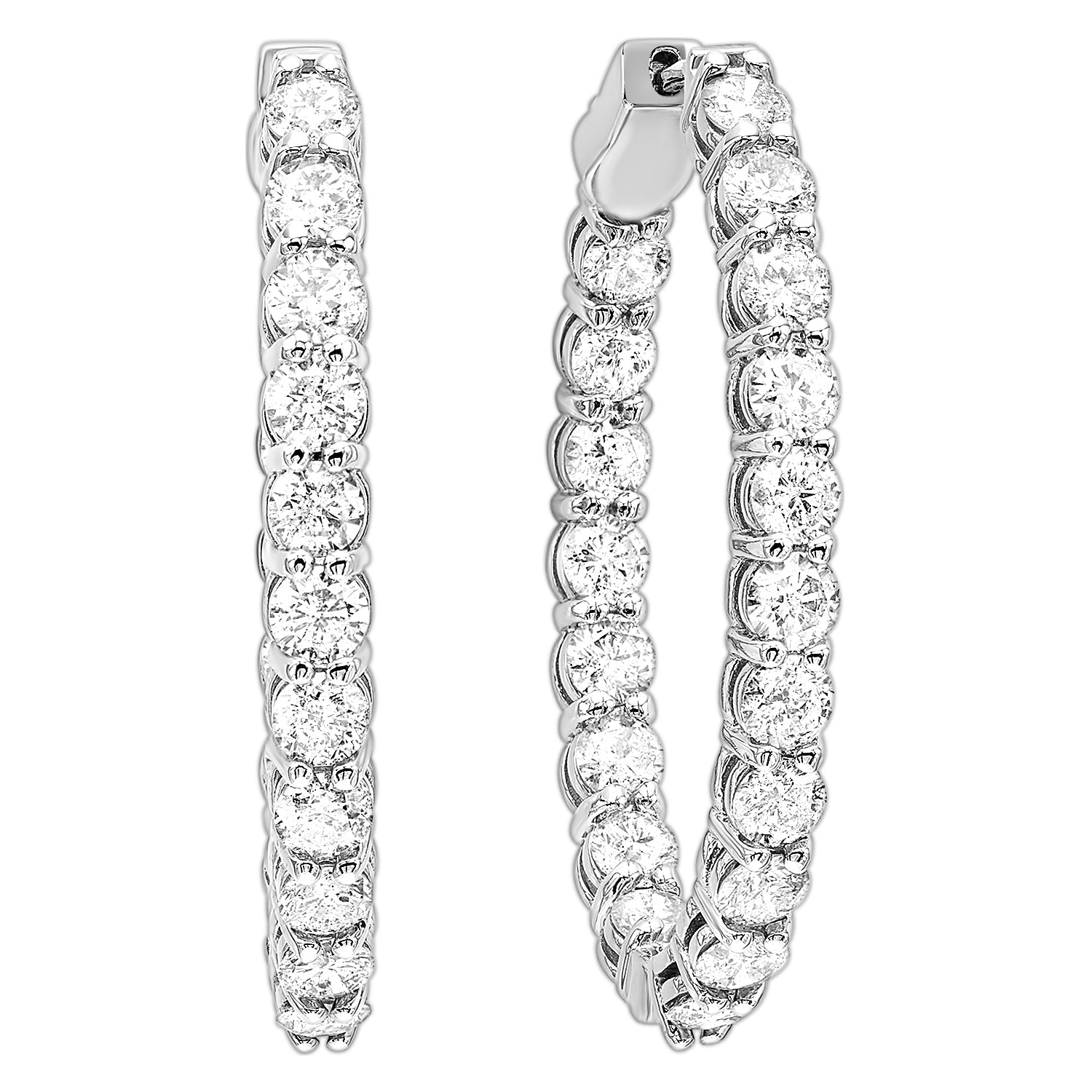diamond inside out oval hoop earrings in 14k white gold (5ctw)