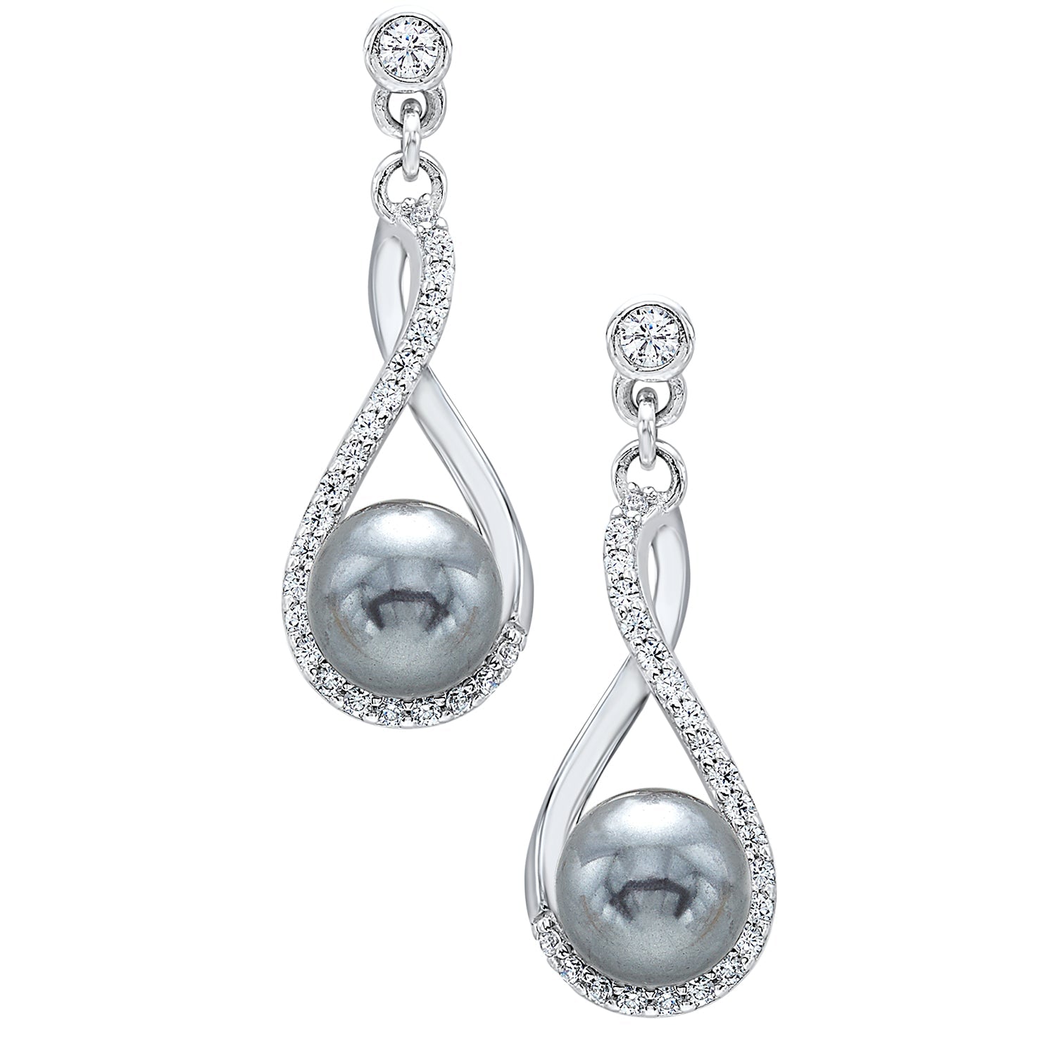 silver pearl 1 1/2ctw earring