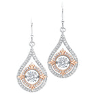 solitaire double halo fleur-de-lis dangle cz earrings in sterling silver