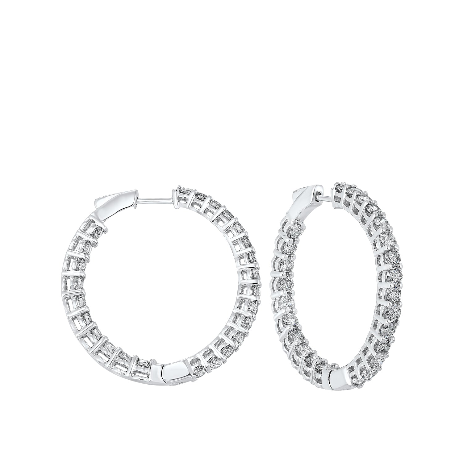 diamond inside out round 14k white gold hoop earrings (5 ctw)