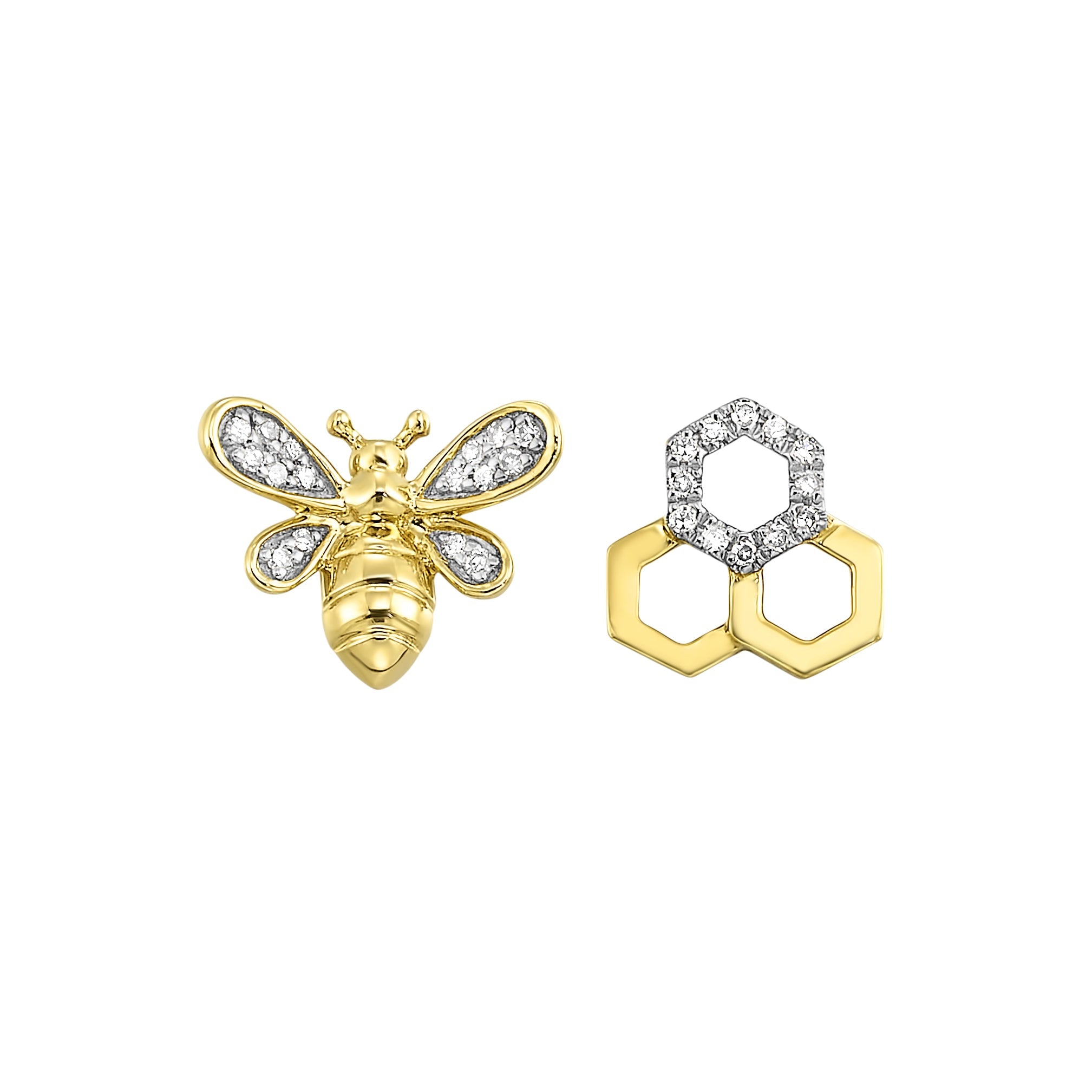 10kt yellow gold diamond 1/20ctw earring