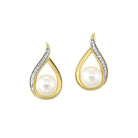 14kt yellow gold diamond 1/20ctw & pearl 2ctw earring