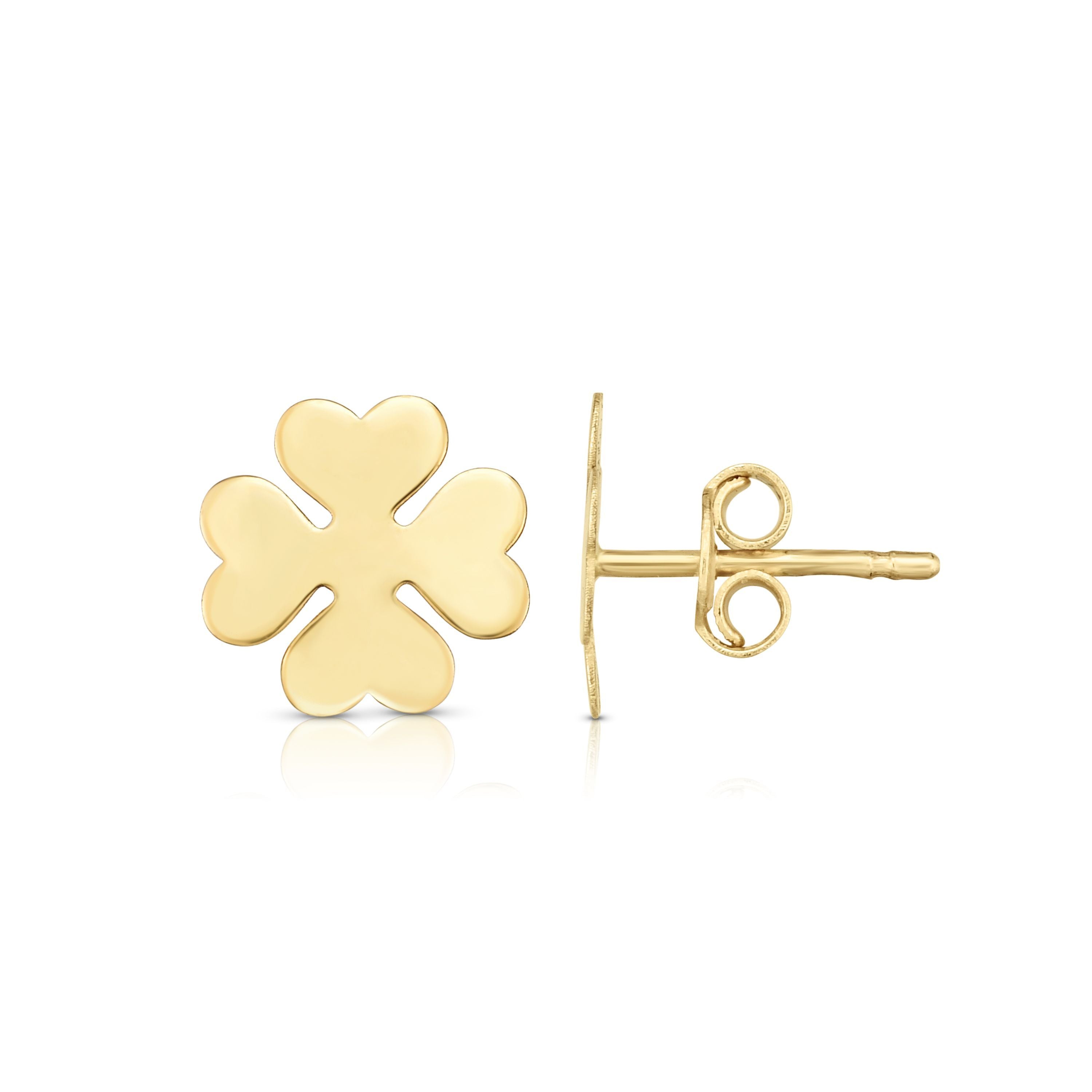 Polished Post Clover Earring with Push Back Clasp