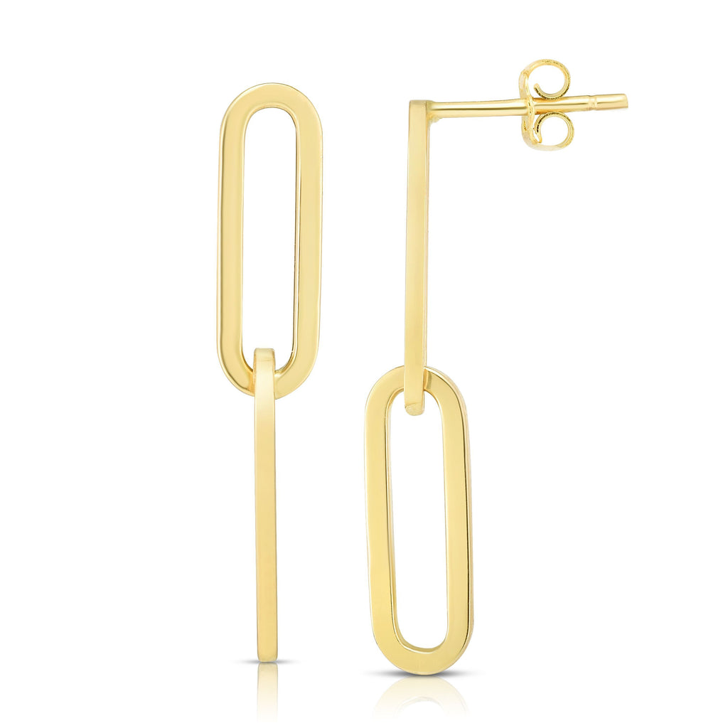 Polished Oval Paper Clip Earring with Push Back Clasp