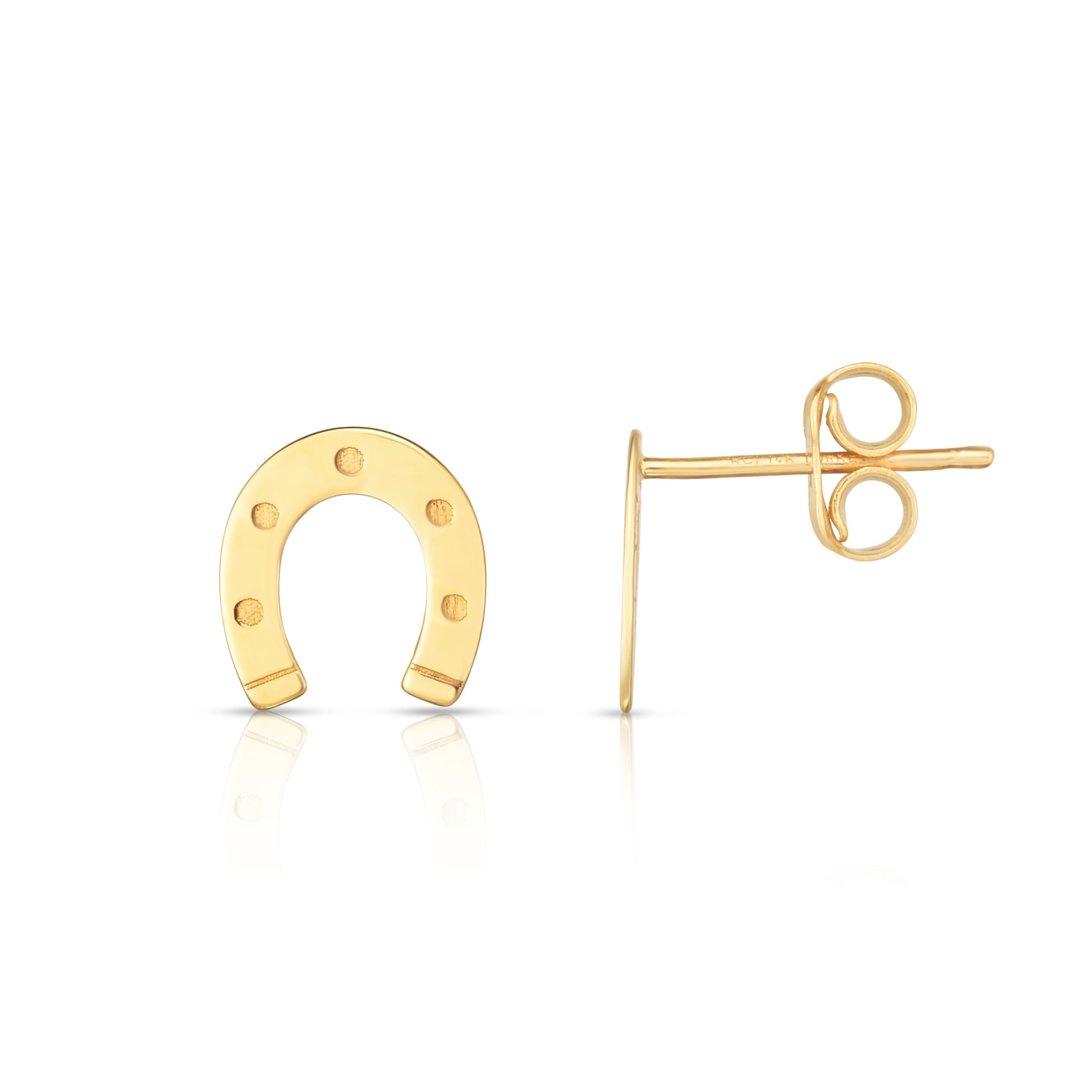 Polished Horseshoe Stud Earring with Push Back Clasp