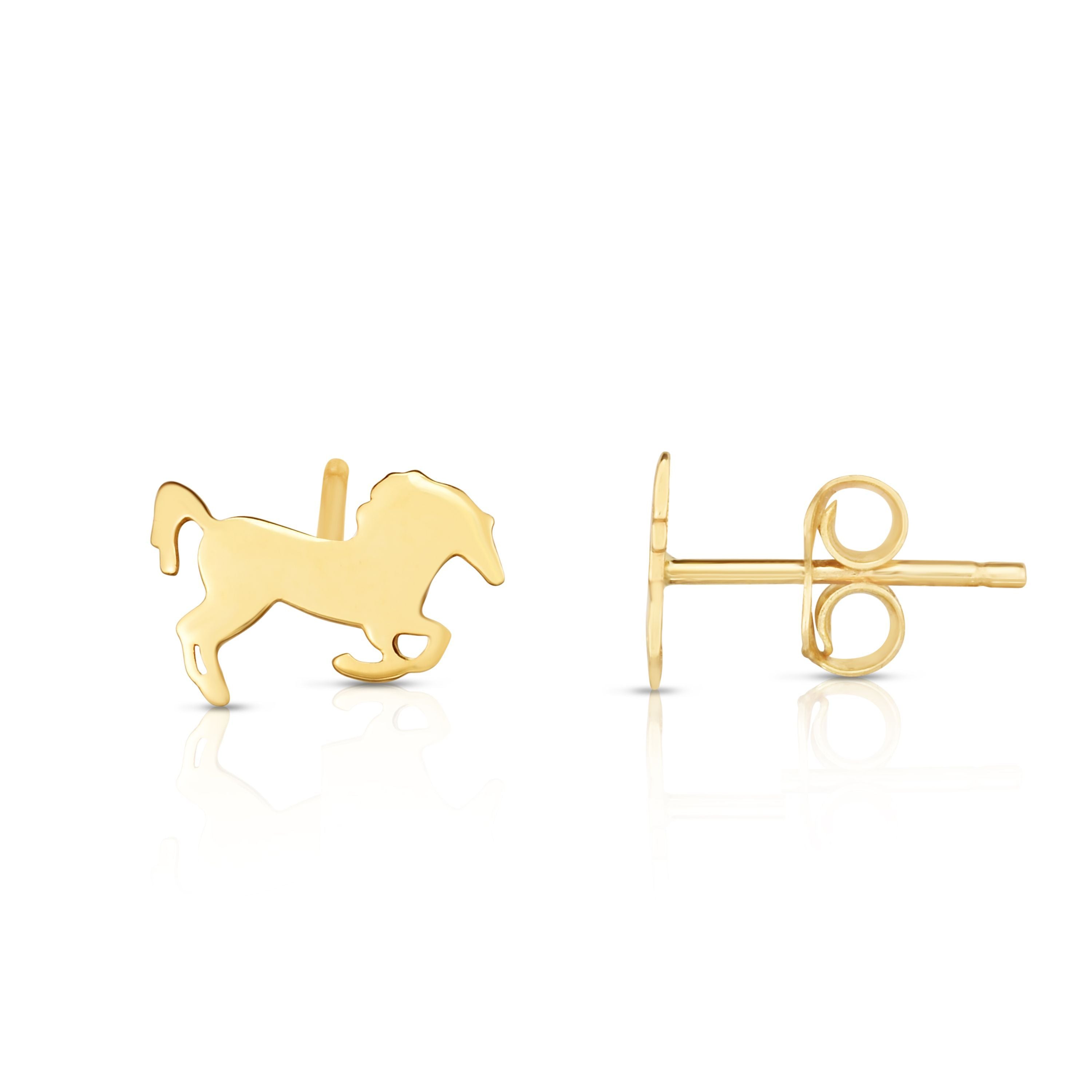 Polished Horse Stud Earring with Push Back Clasp