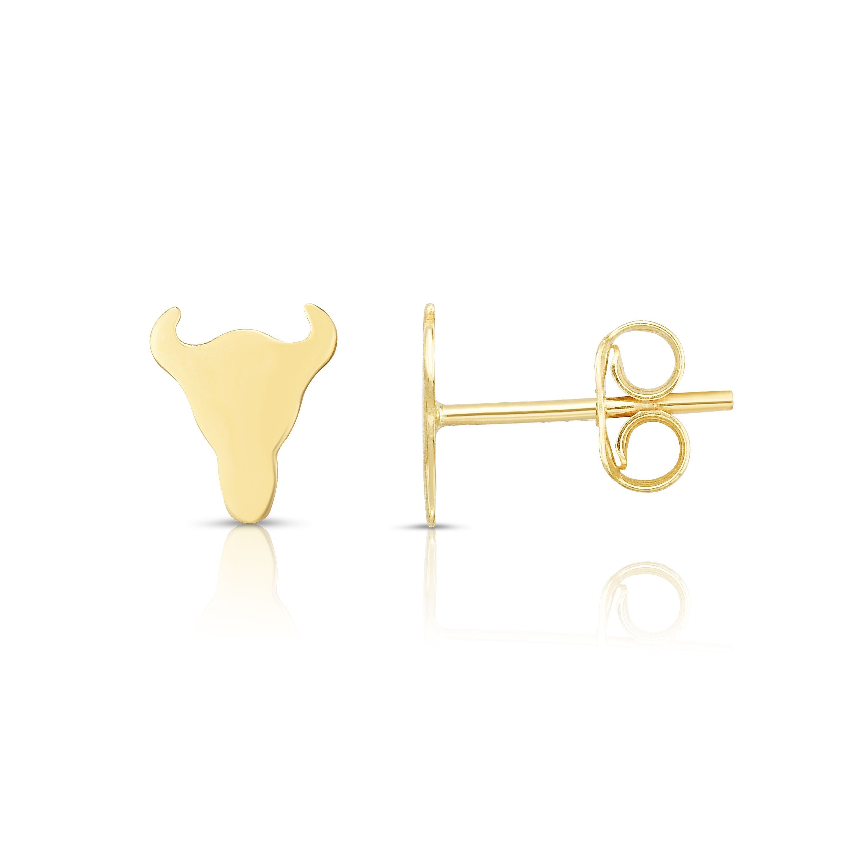 Polished Post Bulls Head Earring with Push Back Clasp
