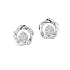 silver diamond 1/8ctw earring