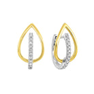 10kt white yellow gold diamond 1/8ctw earring