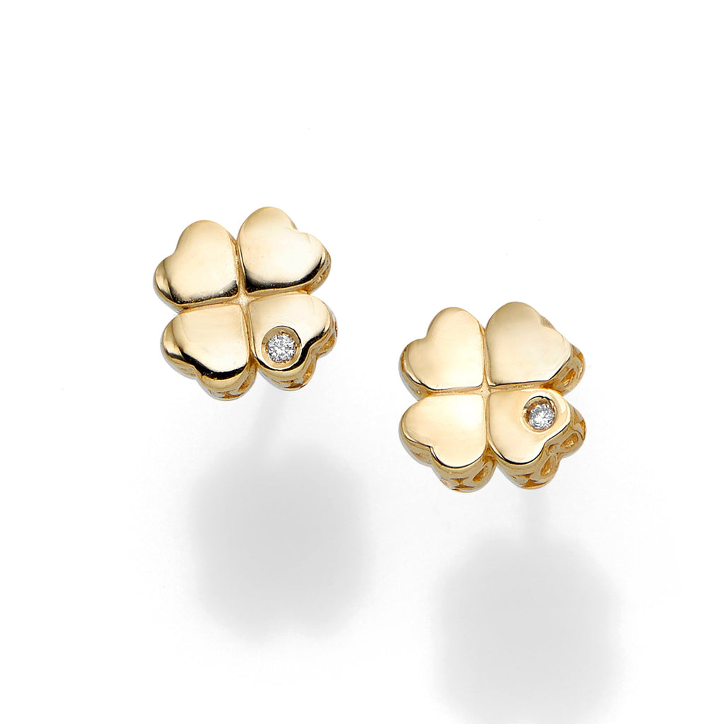 Polished 4 Leaf Clover Earring with Push Back Clasp with 0.0100ct 1