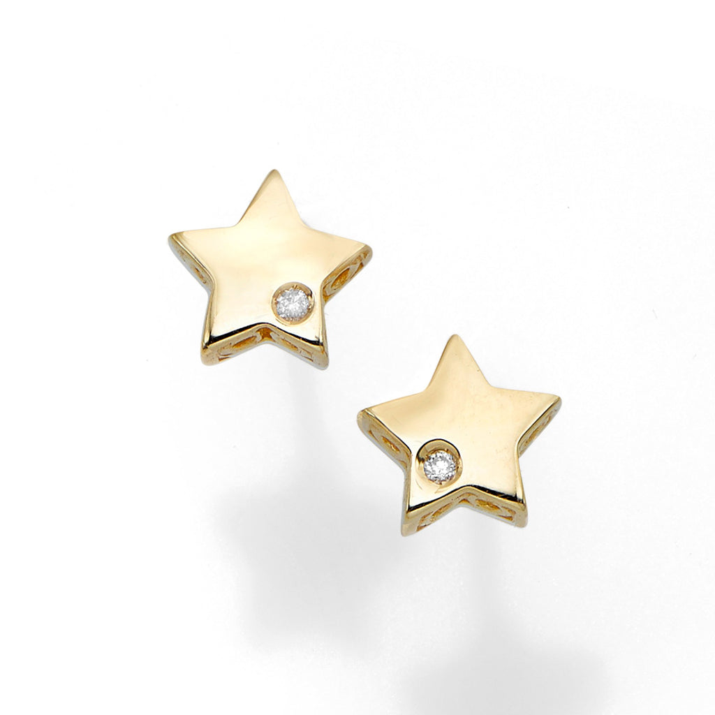Polished Post Star Earring with Push Back Clasp with 0.01ct 1
