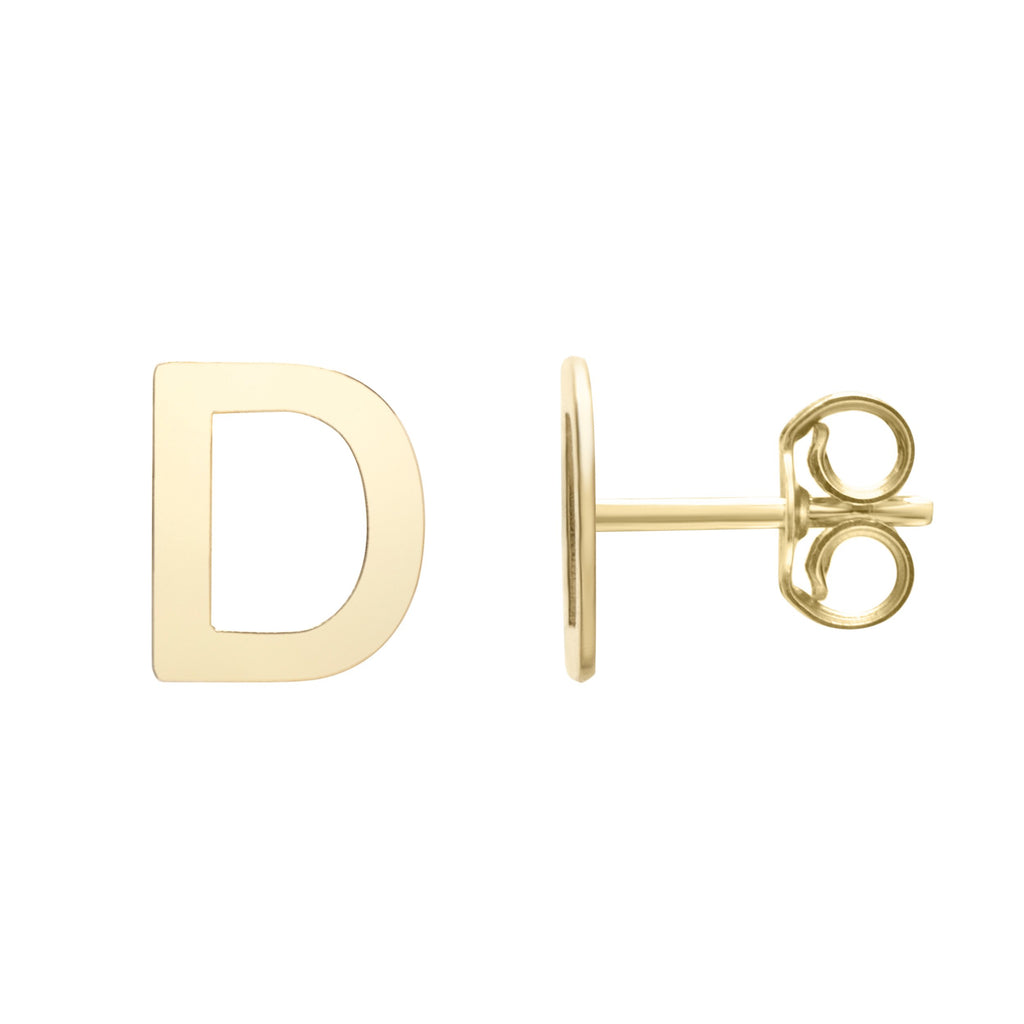 Polished  Initial-D Post Earring with Push Back Clasp