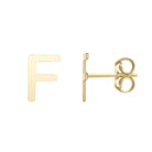 Polished  Initial-F Post Earring with Push Back Clasp