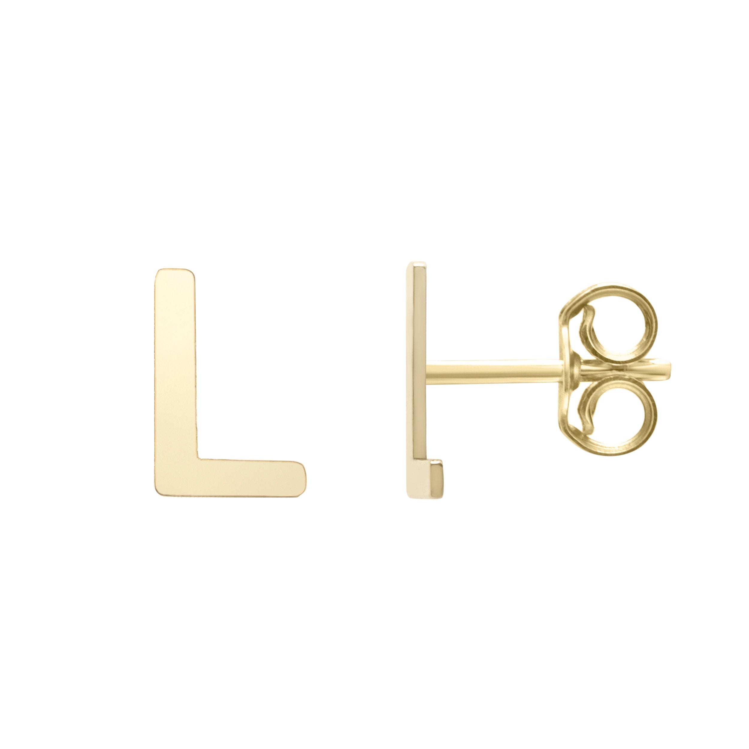 Polished  Initial-L Post Earring with Push Back Clasp