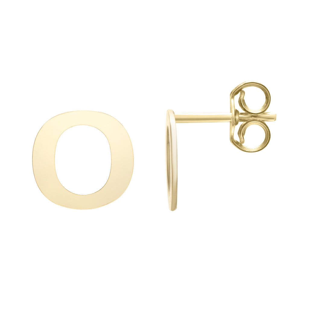 Polished  Initial-O Post Earring with Push Back Clasp