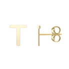 Polished  Initial-T Post Earring with Push Back Clasp