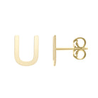 Polished  Initial-U Post Earring with Push Back Clasp