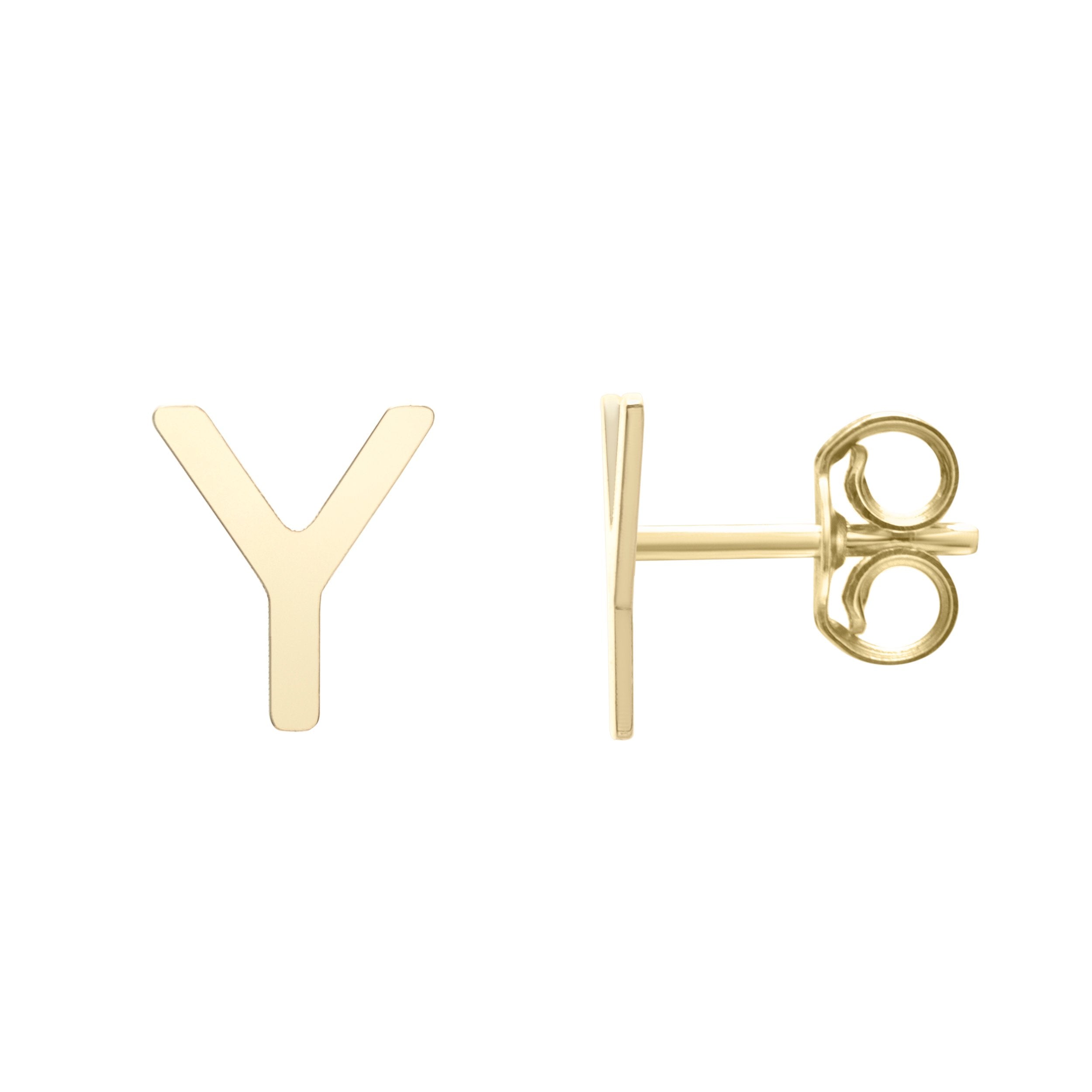 Polished  Initial-Y Post Earring with Push Back Clasp