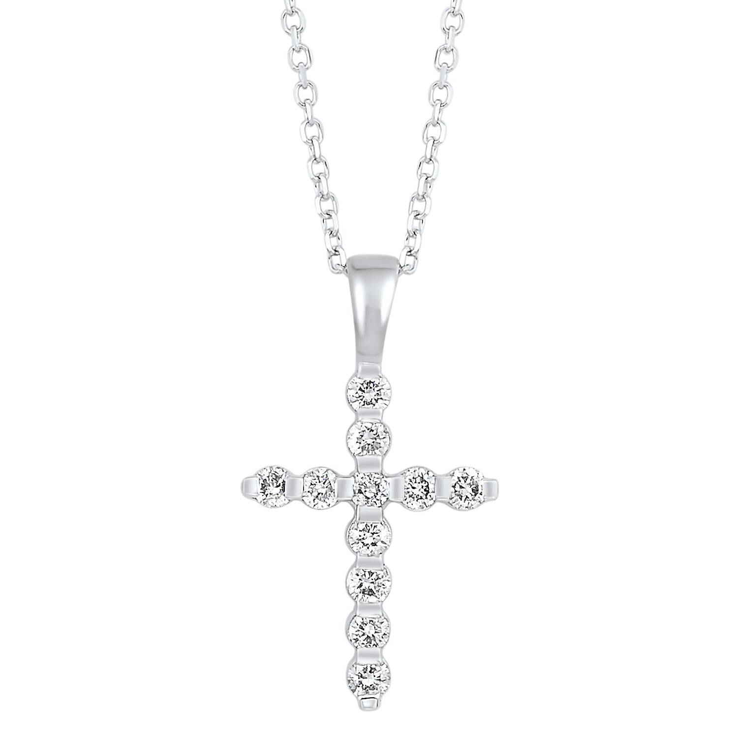 diamond classic cross pendant in 14k white gold (1/5ctw)