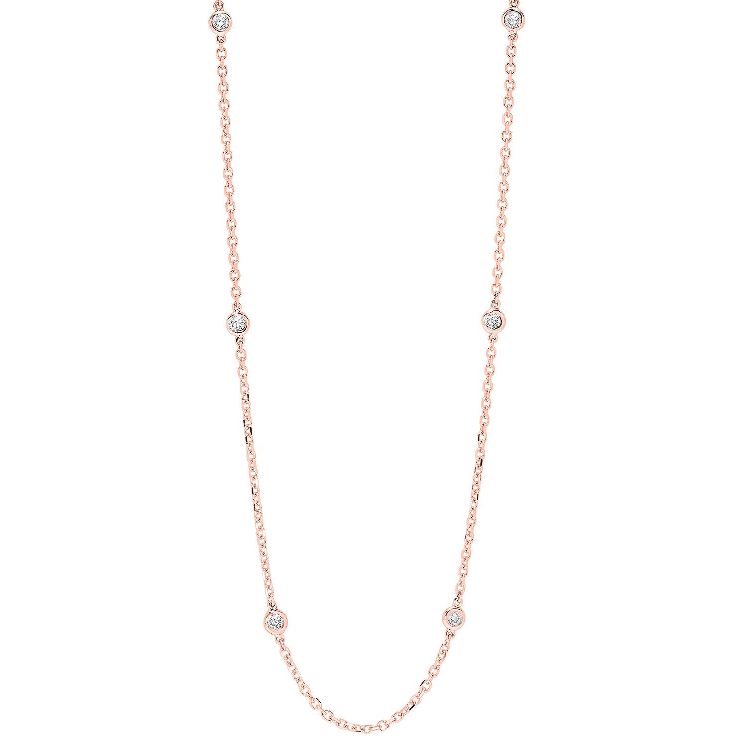diamond station necklace in 14k rose gold (1/4 ctw)