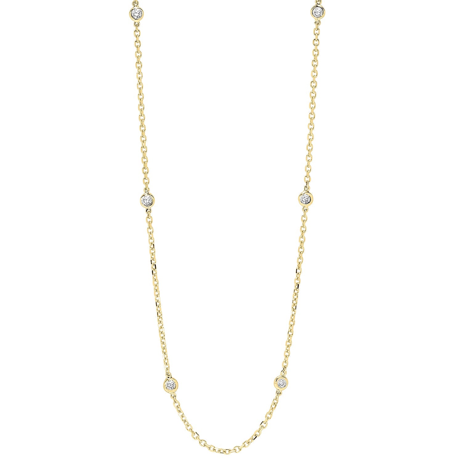 diamond station necklace in 14k yellow gold (1/4 ctw)