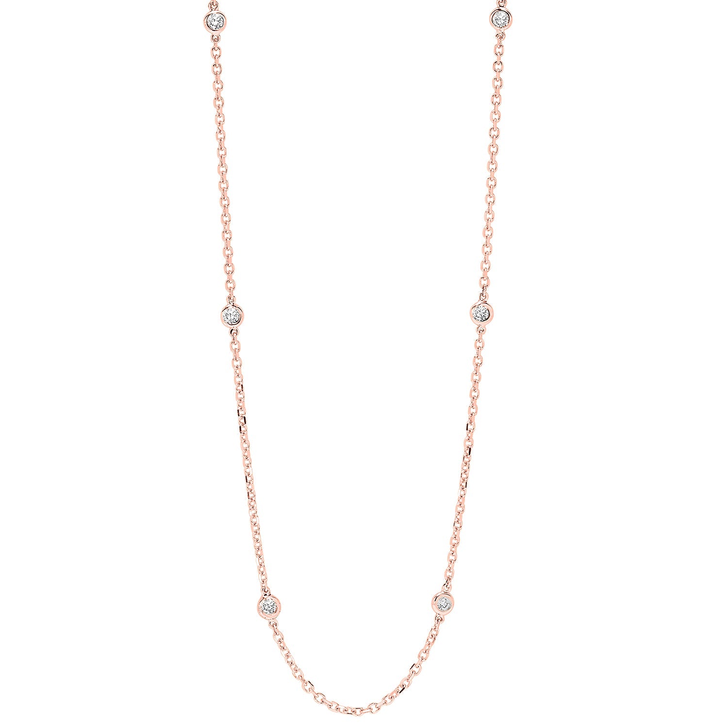 diamond station necklace in 14k rose gold (1/2 ctw)