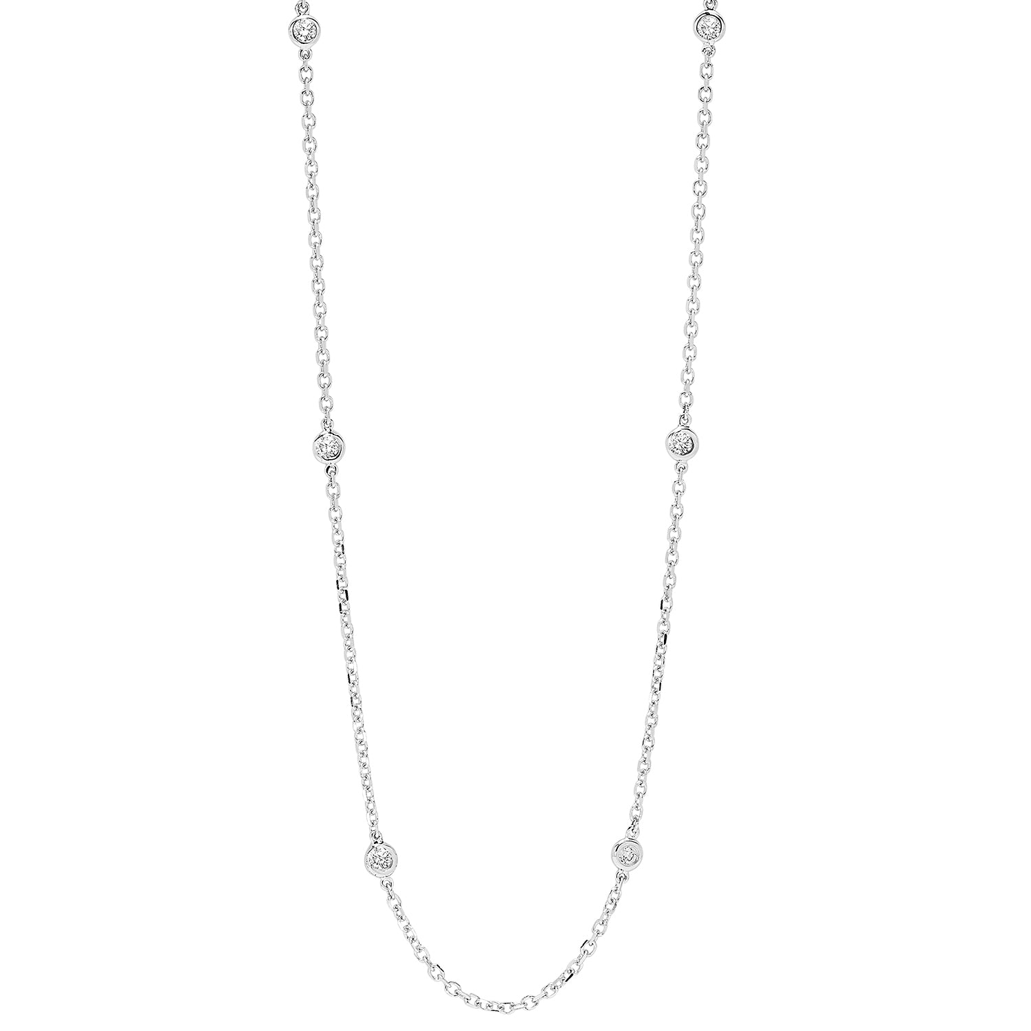 diamond station necklace in 14k white gold (3/4 ctw)