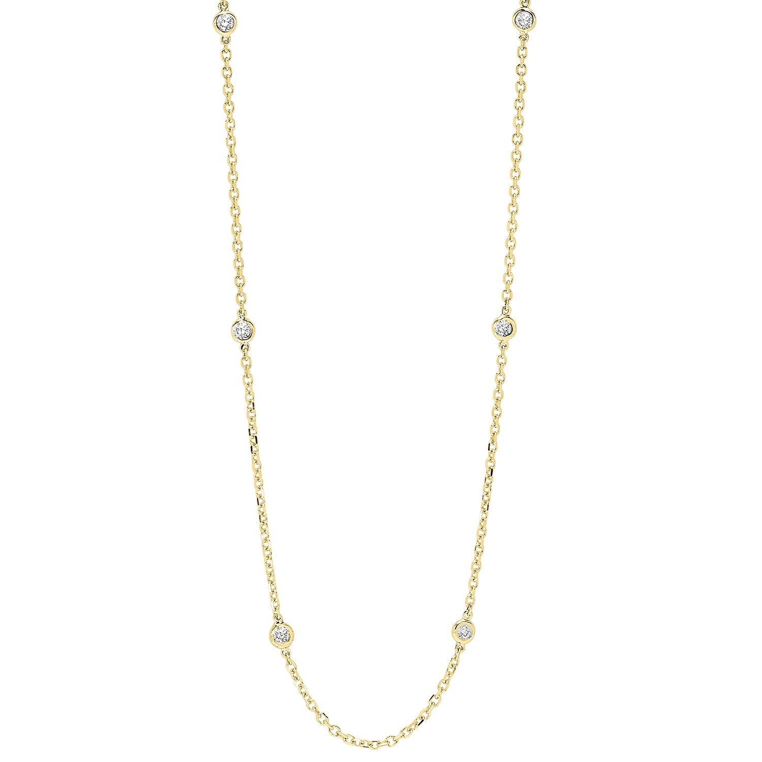 diamond station necklace in 14k yellow gold (3/4 ctw)