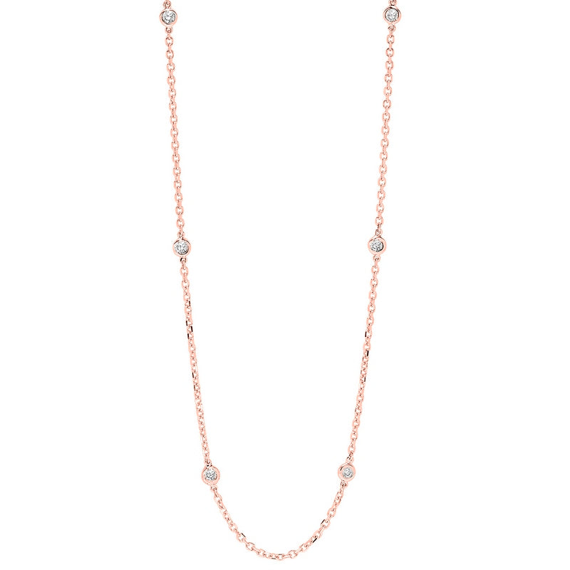 diamond station necklace in 14k rose gold (2 ctw)