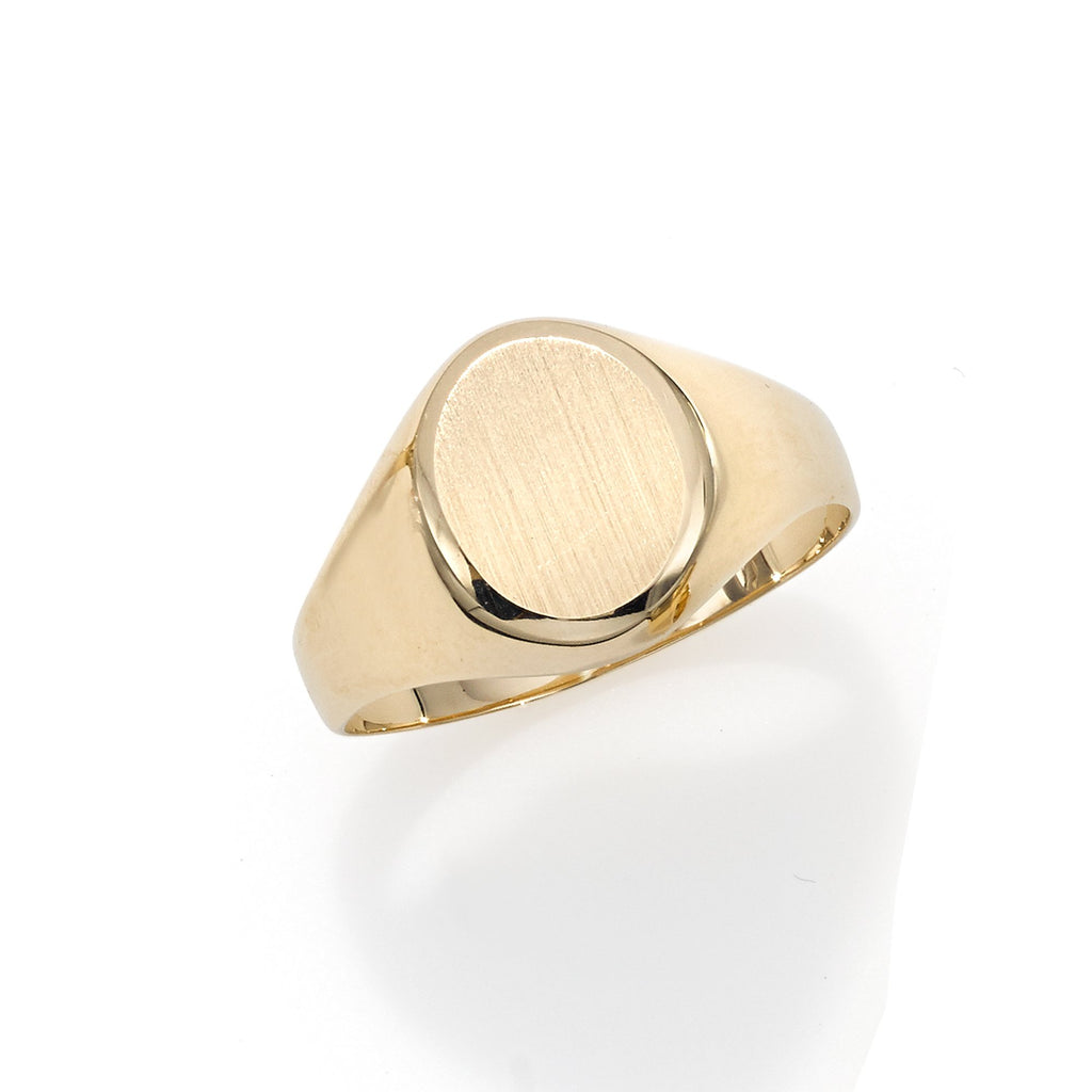 14kt Yellow Gold Matte Oval Signet Ring - Size 7